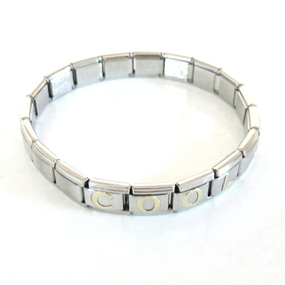 Vintage Ryry Firenze Stainless Steel Unisex Thin Style Stretch Bracelet "COOL" - Picture 1 of 9